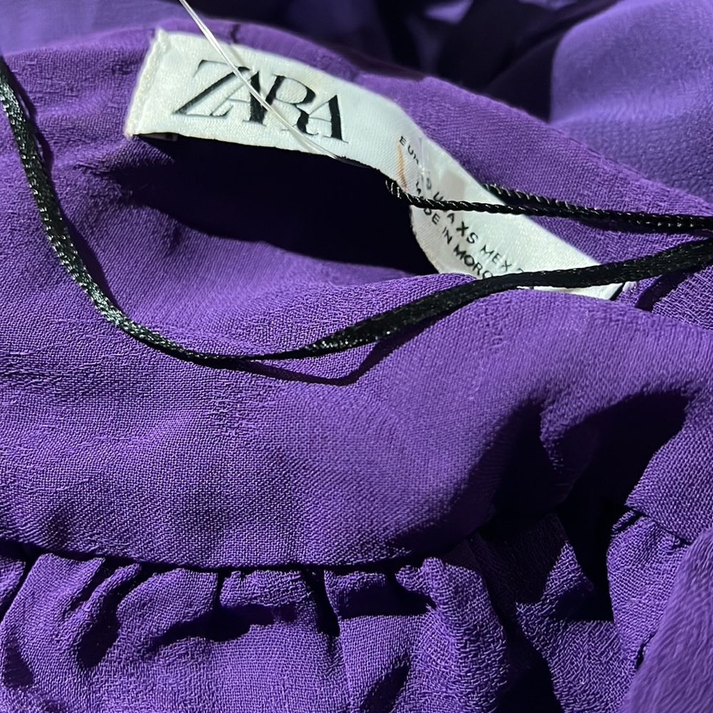 NWT ZARA Purple Jacquard Chiffon Midi Dress Bloggers Fav - Picture 5 of 7